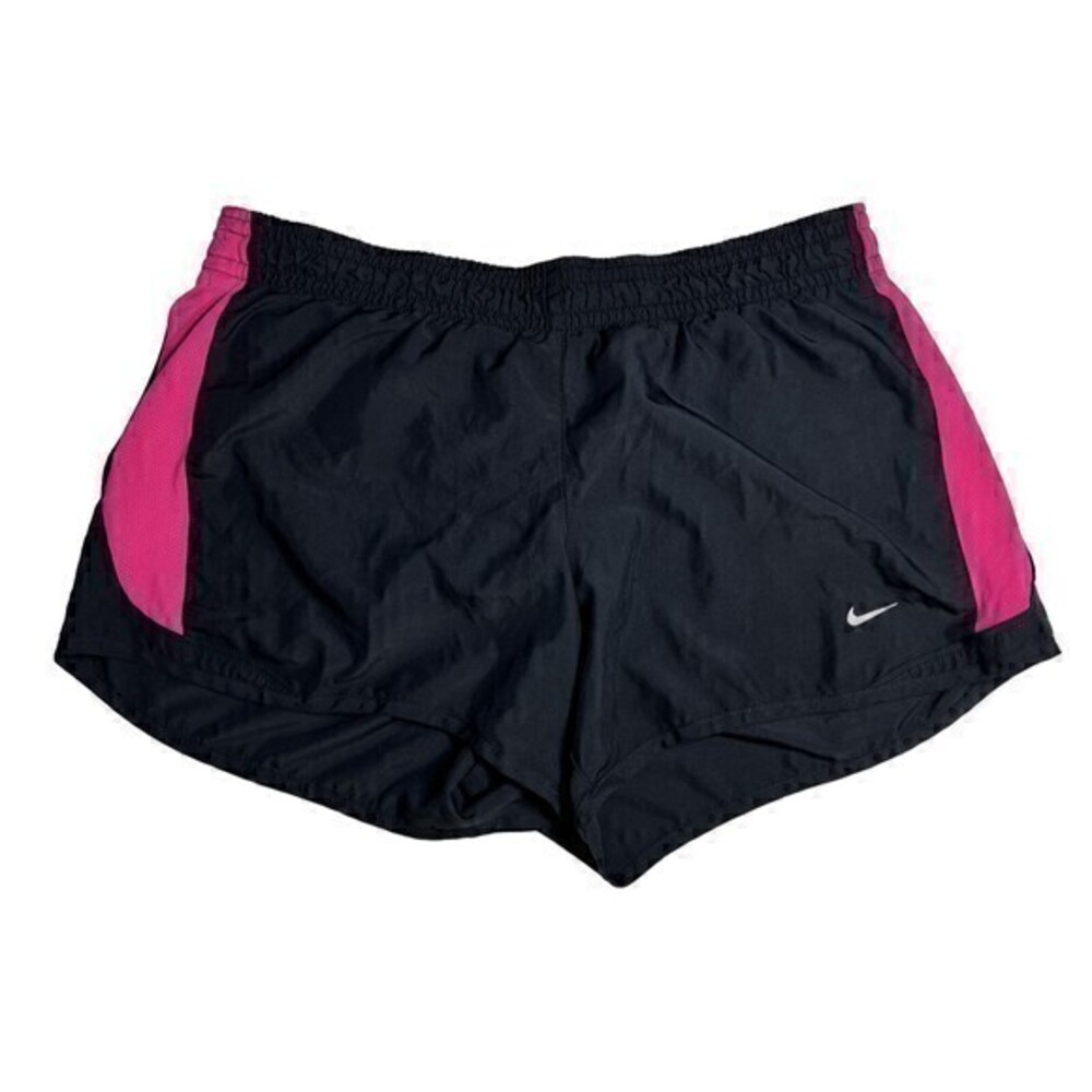 Nike Women's Running Shorts Black Pink Lined Dri Fit with Pocket Medium